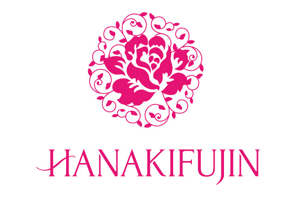 華のイラスト付きの「HANAKIFUJIN」のブランドロゴ